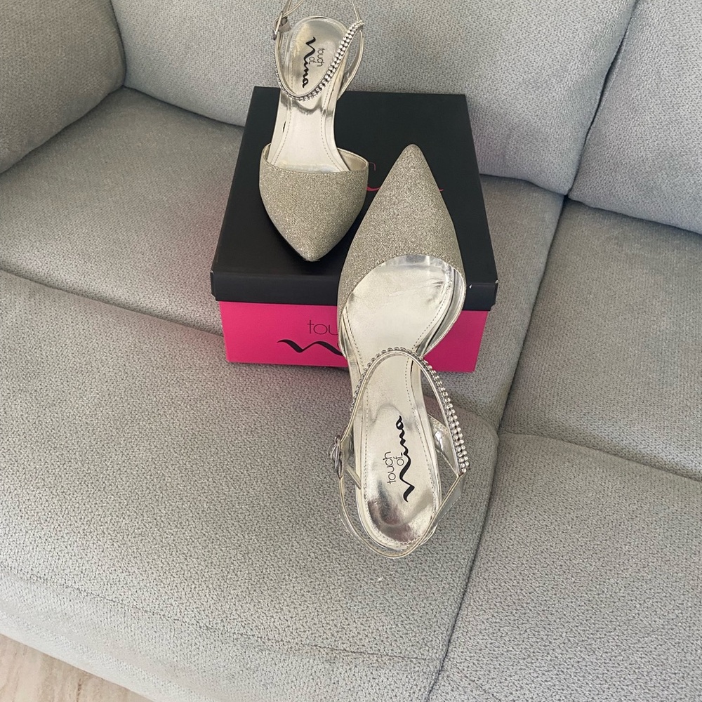 J. Renee Glittering Silver Heels